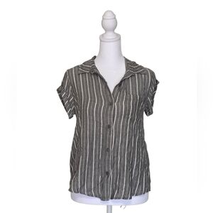 Lucky Brand Striped Gray Button-Up Women's Top Size XS